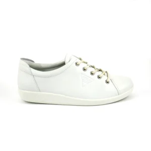 Ecco 206503 Soft 2.0 – Blucher sport cuña baja en piel en blanco