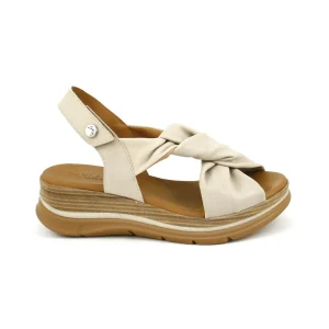 Paula Urban 24-335 – Sandalia en piel con nudo central en gris