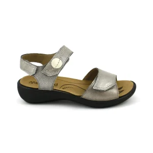 Josef Seibel Ibiza 79 – Sandalia en piel con velcros y plantilla extraíble en plata