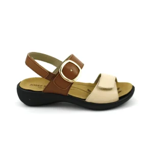 Josef Seibel Ibiza 12 – Sandalia en piel con velcros y plantilla en marrón-beig