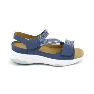 G Comfort 185 – Sandalia con velcros elásticos y plantilla en jeans