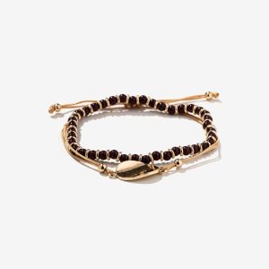Pack 2 pulseras ajustables con cuentas dorada