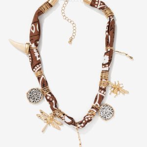 Collar textil con abalorios