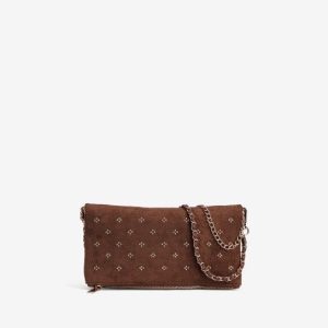 Bolso Bandolera Ante con tachuelas Chocolate