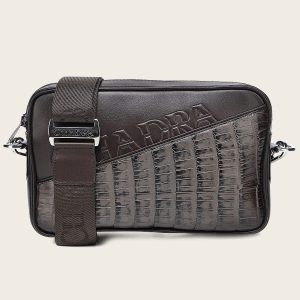 Bandolera en piel genuina de alligator para caballero