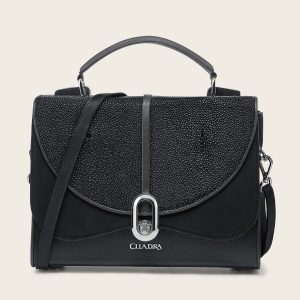 Bolso de mano en piel genuina de mantarraya para dama