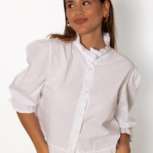 Blusa Basic Volantes Blanco
