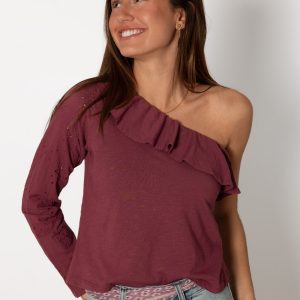 Camiseta Asimétrica Troquelada Uva