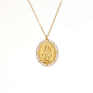 Collar Virgen Perlas Dorado