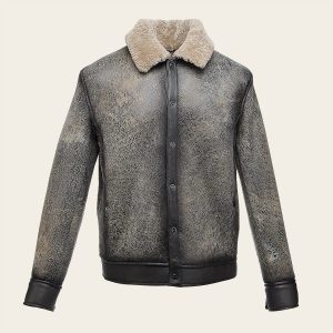 Chamarra en piel genuina de ovino para caballero