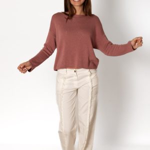 Pantalón Recto Desflecado Blanco Roto