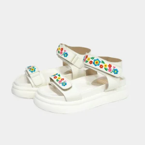 AMELIA BORDADA HUESO 100% CUERO- últimas tallas