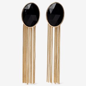Pendientes Cadena Negro y Dorado