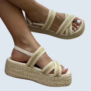 PLATAFORMA EN YUTE CAPELLADA TEJIDA CRUZADA